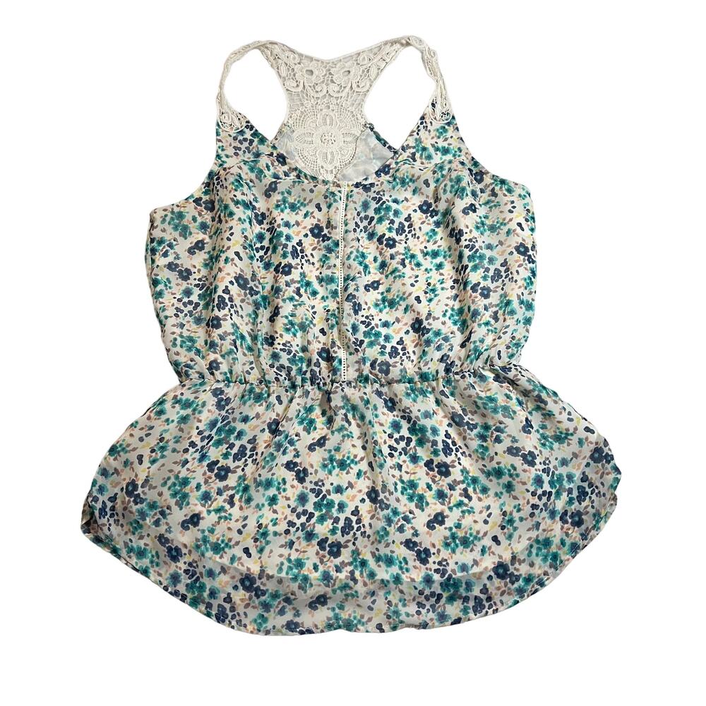 LC Lauren Conrad Sleeveless Floral Print Blouse Size L Boho Bloomcore Party